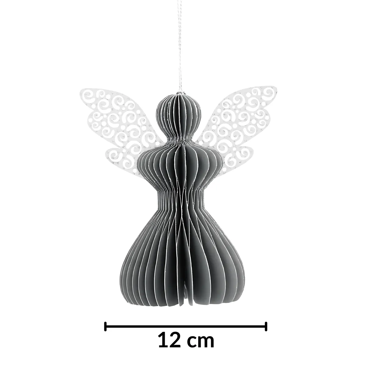 Aniołek papierowy składany 12cm – stylowa szarość — zdjęcie 2 z 7