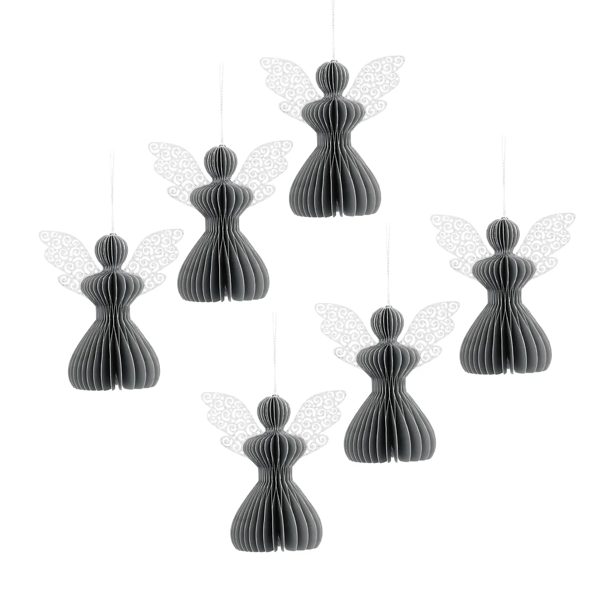 Aniołek papierowy składany 12cm – stylowa szarość — zdjęcie 3 z 7