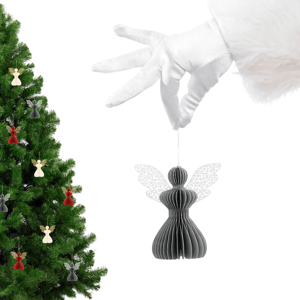 Aniołek papierowy składany 12cm – stylowa szarość — zdjęcie 4 z 7