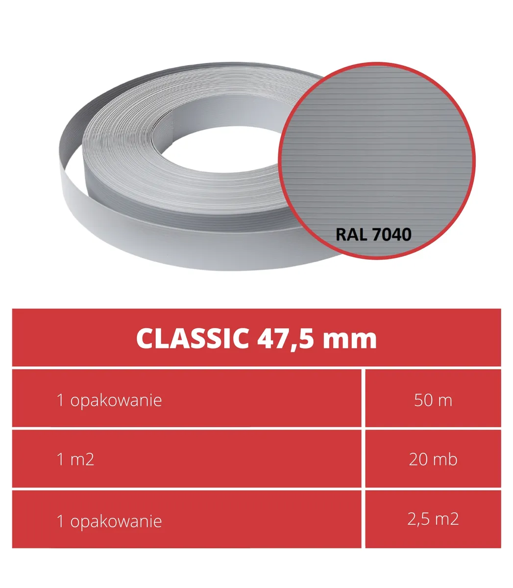 Stínicí páska 50 bm Thermoplast® CLASSIC LINE 4,75 cm šedá — zdjęcie 3 z 8