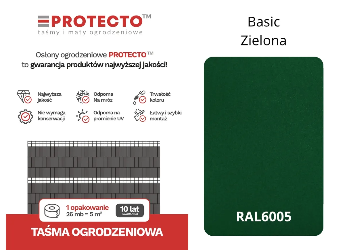 Sichtschutzstreifen ROLLE 26 lfm BASIC 19 cm PROTECTO™ — zdjęcie 3 z 8