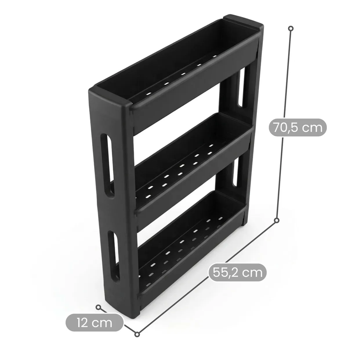 Rollregal, 3 Böden, 12 cm, mit Rollen, Graphit — zdjęcie 8 z 8