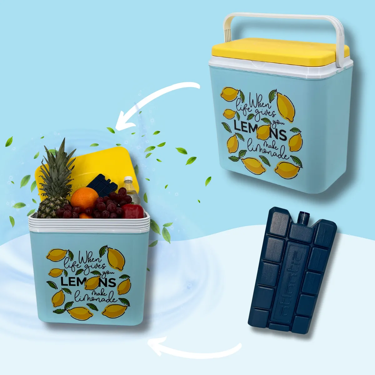 Kühlbox ATLANTIC 24 l Hellblau mit Limonade-Motiv Kamai — zdjęcie 5 z 8