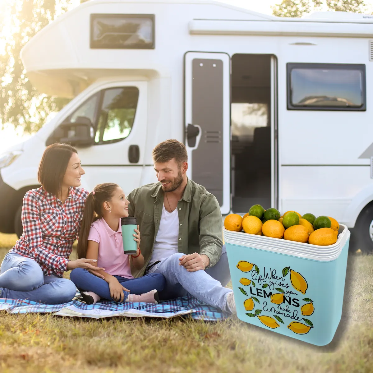 Kühlbox ATLANTIC 24 l Hellblau mit Limonade-Motiv Kamai — zdjęcie 8 z 8