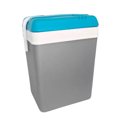 Kühlbox 15 l KAMAI EDA für Kühlakkus, Grau mit weißem Griff und blauem Deckel