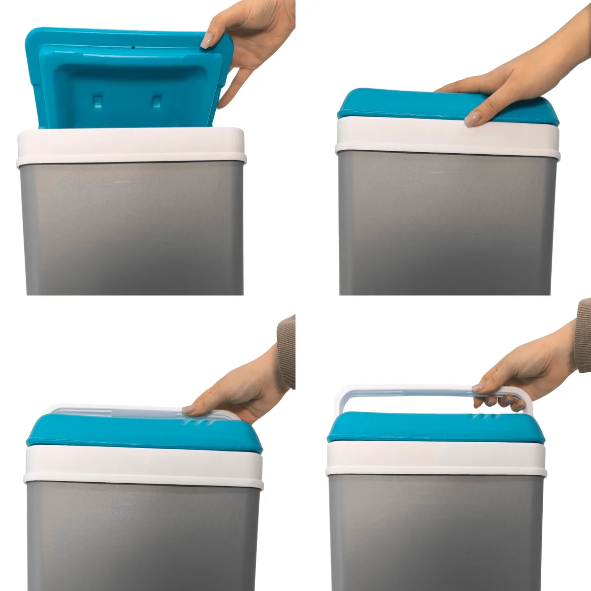 KAMAI EDA 15 l cool box for ice packs, grey with white handle and blue lid — zdjęcie 7 z 8