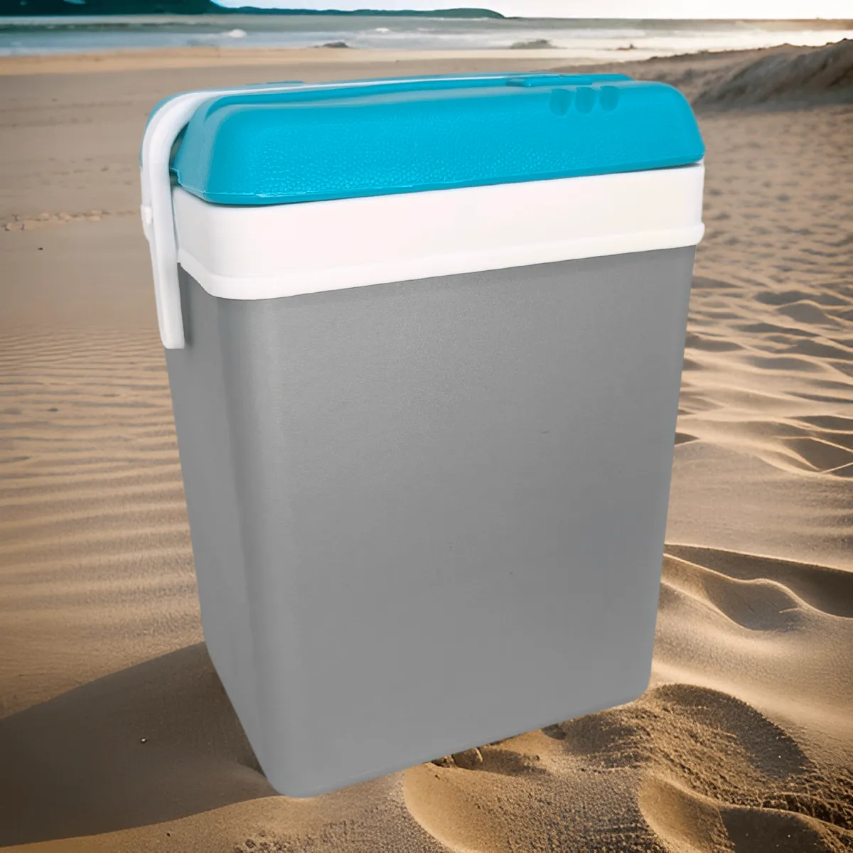 KAMAI EDA 15 l cool box for ice packs, grey with white handle and blue lid — zdjęcie 8 z 8