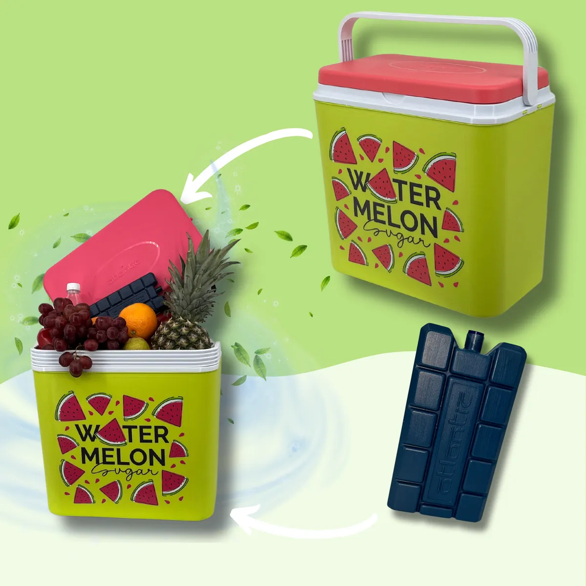 Kamai ATLANTIC 24 l cool box, watermelon green and red — zdjęcie 6 z 8