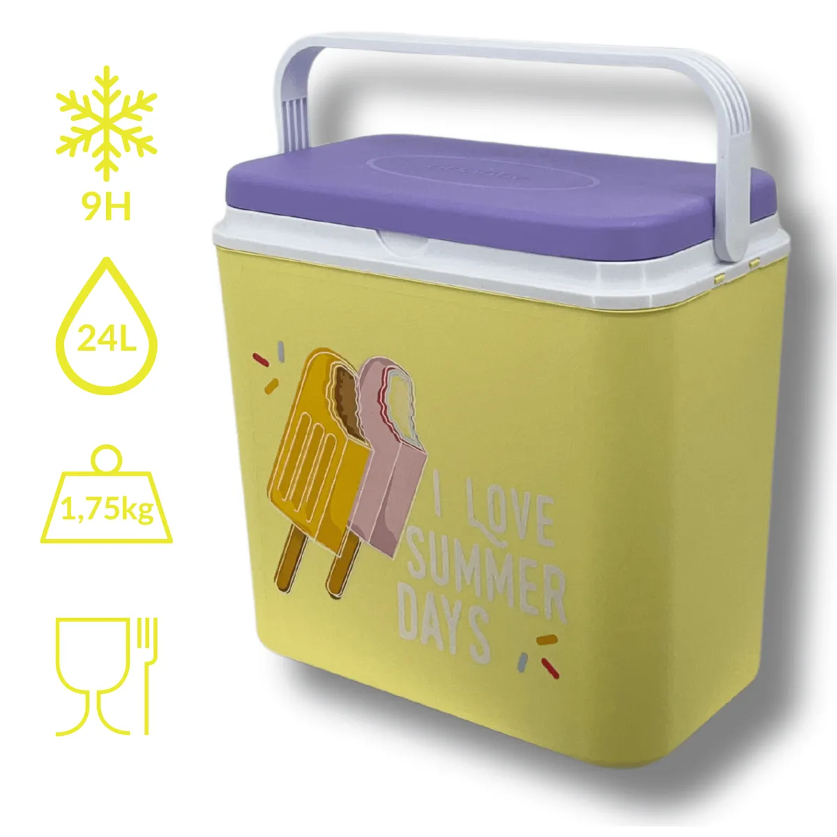 Kühlbox ATLANTIC 24 l Gelb mit Eis-Motiv Kamai — zdjęcie 4 z 8