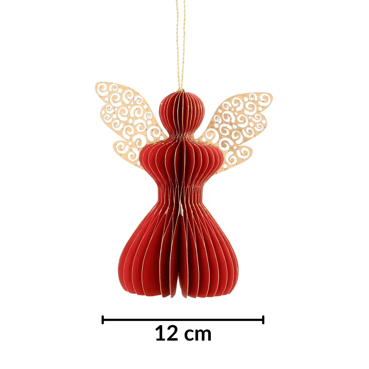 Papírový andělíček skládací 12 cm – vánoční červená — zdjęcie 2 z 7