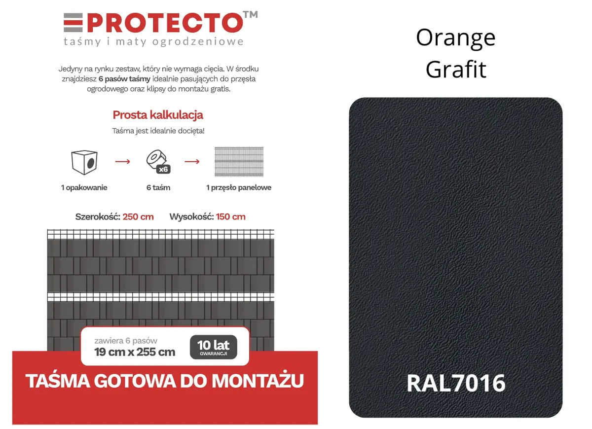 PROTECTO™ ORANGE fence tape STRIPS 6 × 2.55 m, 19 cm + 12 clips FREE — zdjęcie 4 z 8