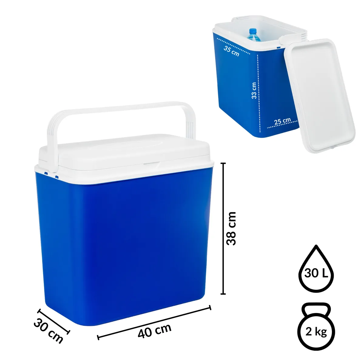 Kühlbox ATLANTIC 30 l Blau mit weißem Deckel Kamai — zdjęcie 2 z 8