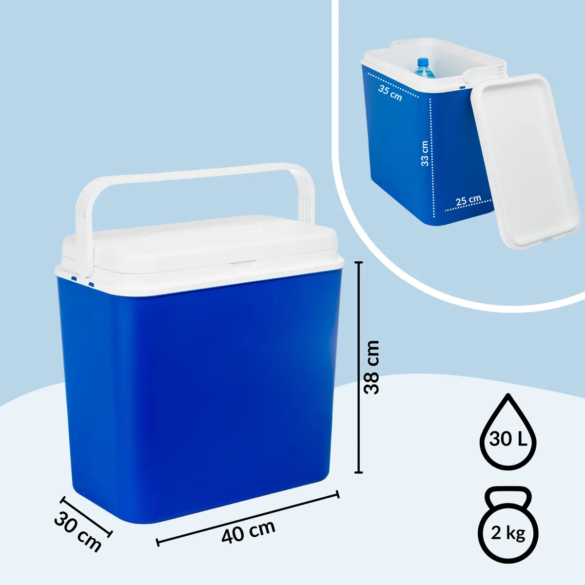Kühlbox ATLANTIC 30 l Blau mit weißem Deckel Kamai — zdjęcie 3 z 8