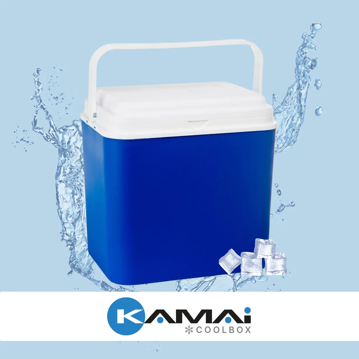Kühlbox ATLANTIC 30 l Blau mit weißem Deckel Kamai — zdjęcie 5 z 8