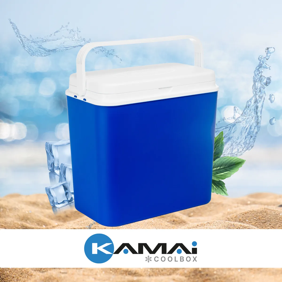 Kühlbox ATLANTIC 30 l Blau mit weißem Deckel Kamai — zdjęcie 6 z 8