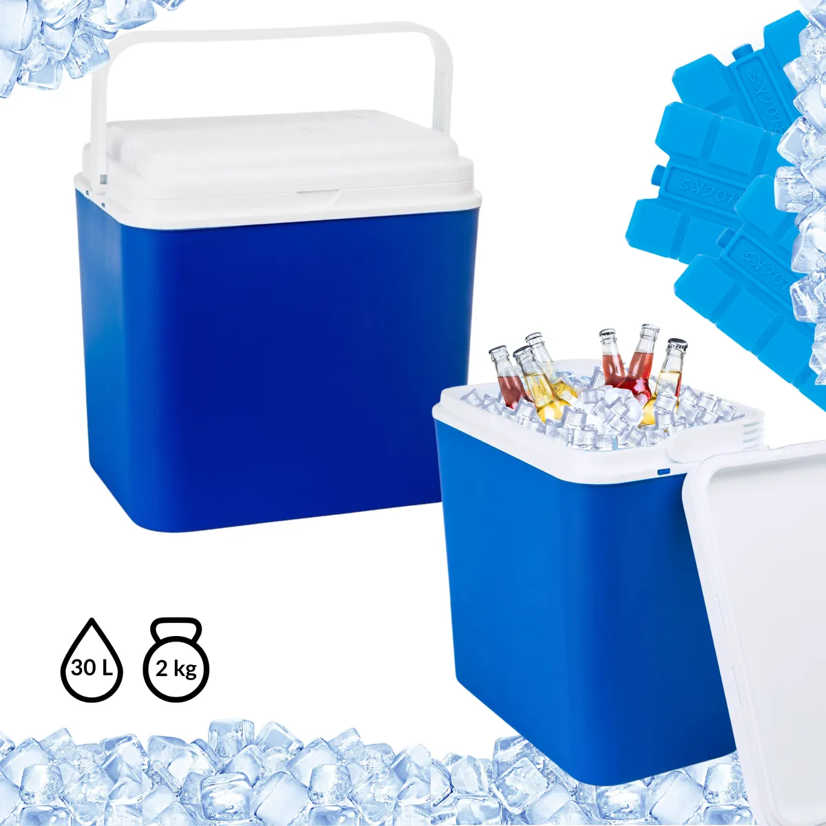 Kühlbox ATLANTIC 30 l Blau mit weißem Deckel Kamai — zdjęcie 8 z 8