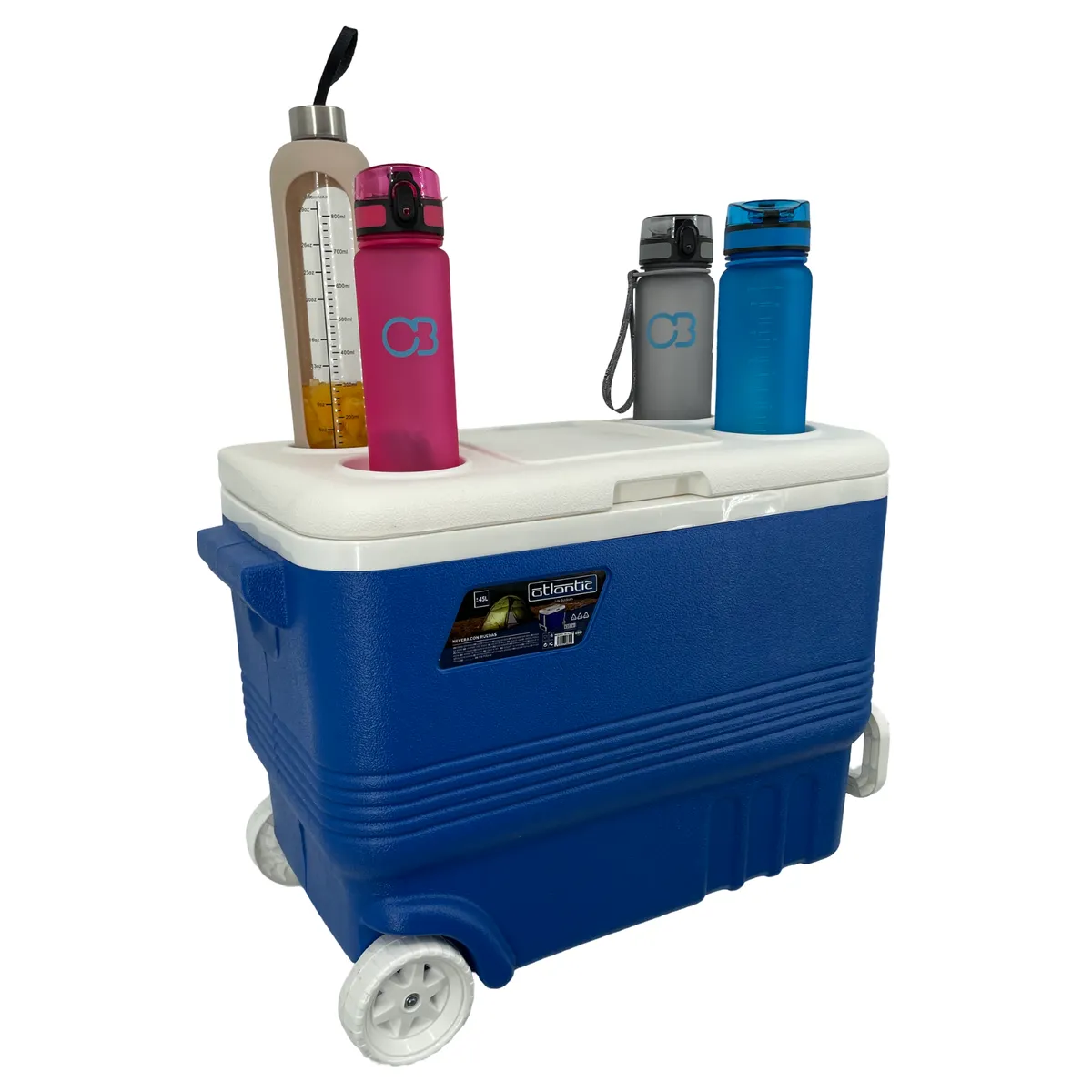 Kühlbox 45 l mit Rollen Kamai Coolbox, passiv, für Kühlakkus, Blau mit weißem Griff — zdjęcie 4 z 8