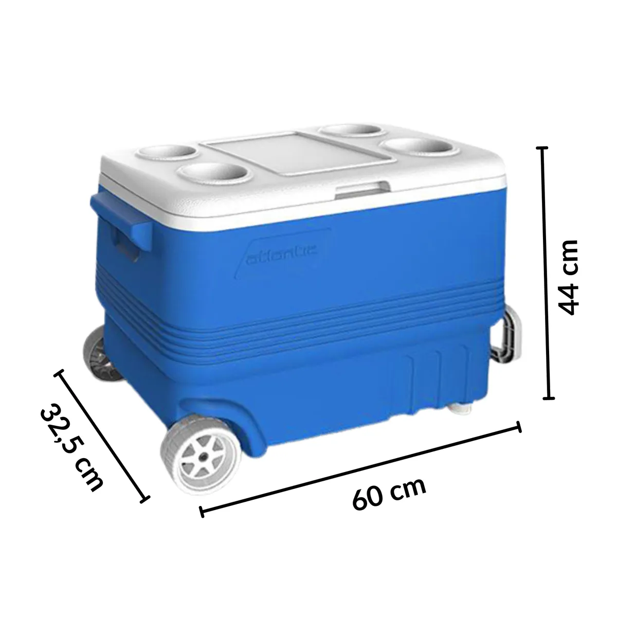 Kühlbox 45 l mit Rollen Kamai Coolbox, passiv, für Kühlakkus, Blau mit weißem Griff — zdjęcie 7 z 8