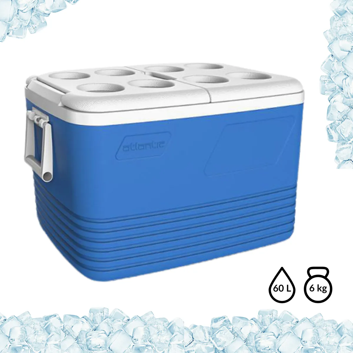 Kühlbox 60 l Kamai Coolbox für Kühlakkus, Blau, mit Flaschenhaltern im Deckel — zdjęcie 3 z 8
