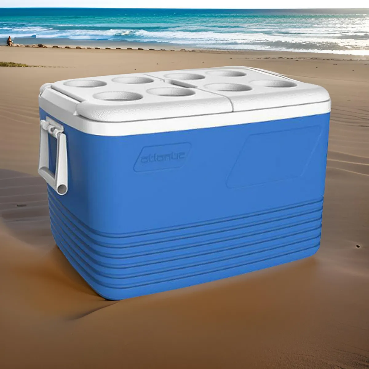 Kühlbox 60 l Kamai Coolbox für Kühlakkus, Blau, mit Flaschenhaltern im Deckel — zdjęcie 7 z 8
