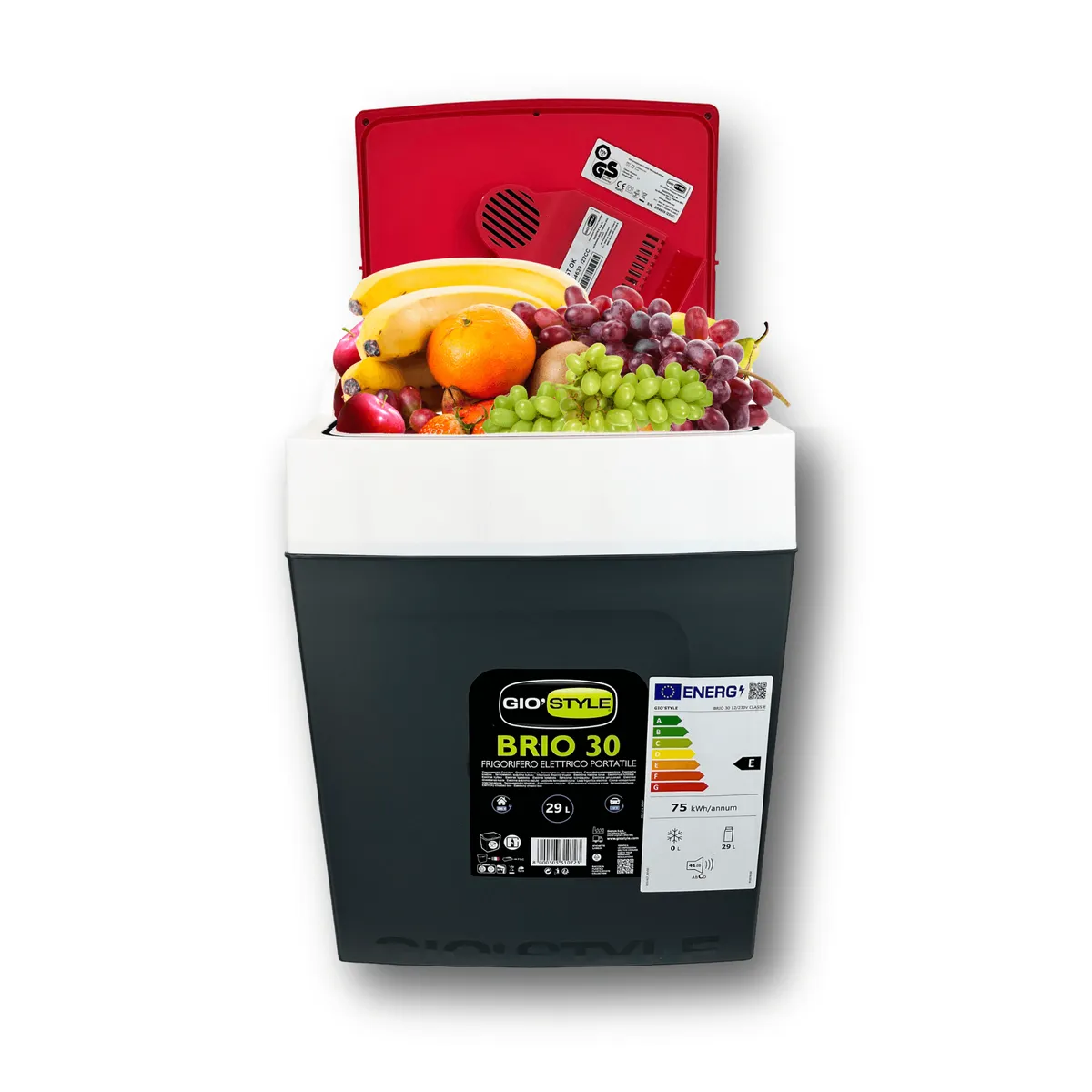 Kamai Coolbox 29 l electric cool box, 12/230 V, anthracite with red lid — zdjęcie 5 z 8